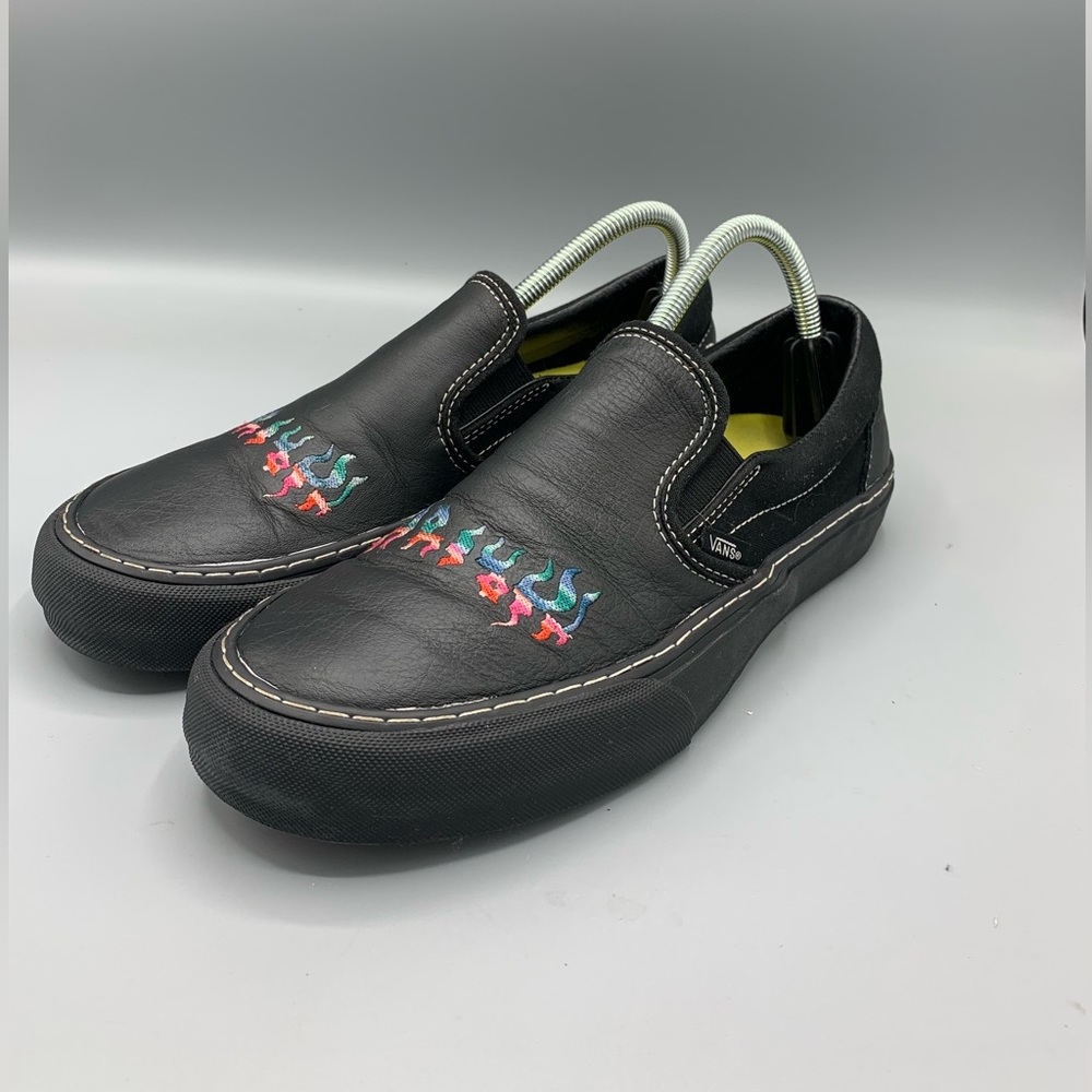 Vans Size 8.5 M WADE GOODALL SF Black Leather Slip On Sneakers New Men's Shoes